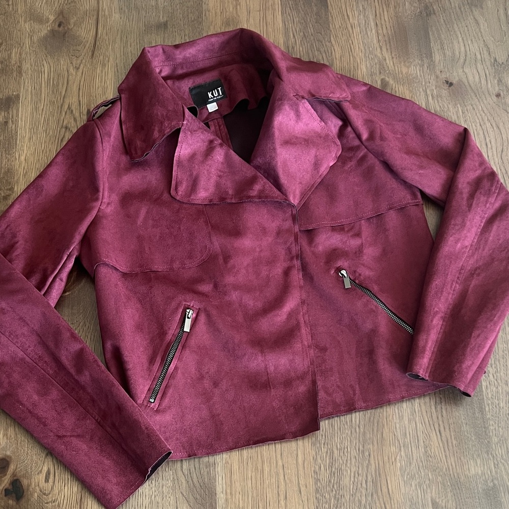 KUT From The Kloth Burgundy Open Front Jacket Med